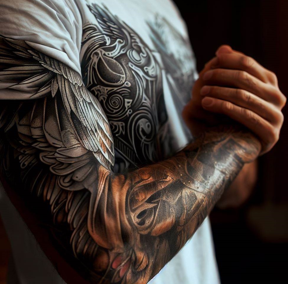tatuaż z motywem anioła , numer 222
